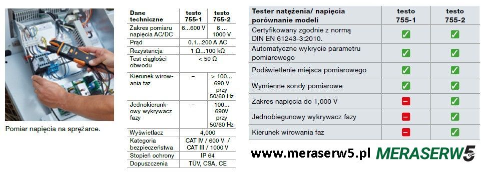 testo755 parametry